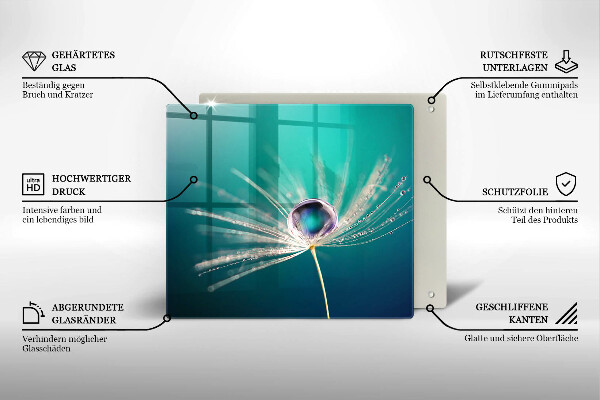 Glass worktop saver Dew on a dandelion