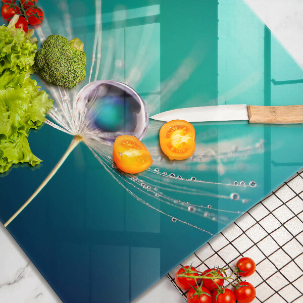 Glass worktop saver Dew on a dandelion