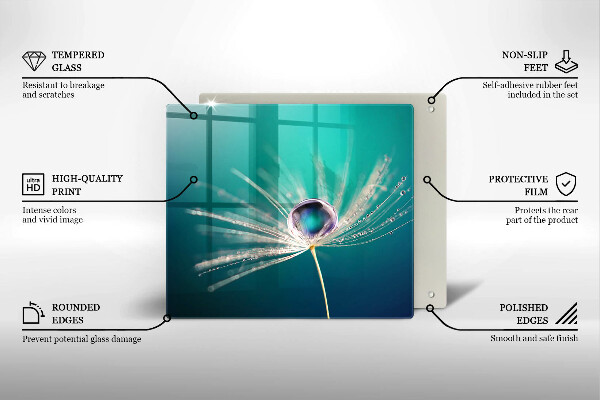 Glass worktop saver Dew on a dandelion