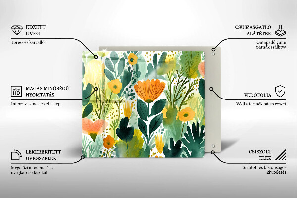 Glass worktop saver Painted flowers