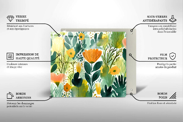 Glass worktop saver Painted flowers