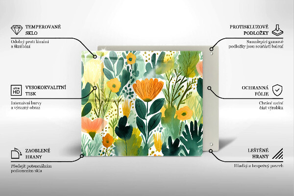 Glass worktop saver Painted flowers