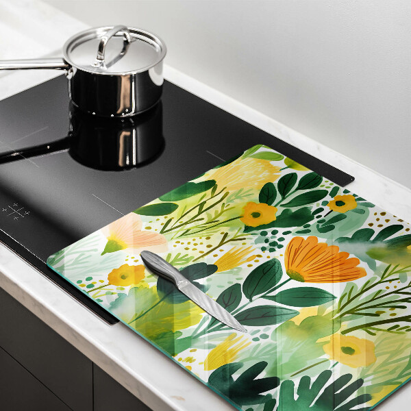 Glass worktop saver Painted flowers