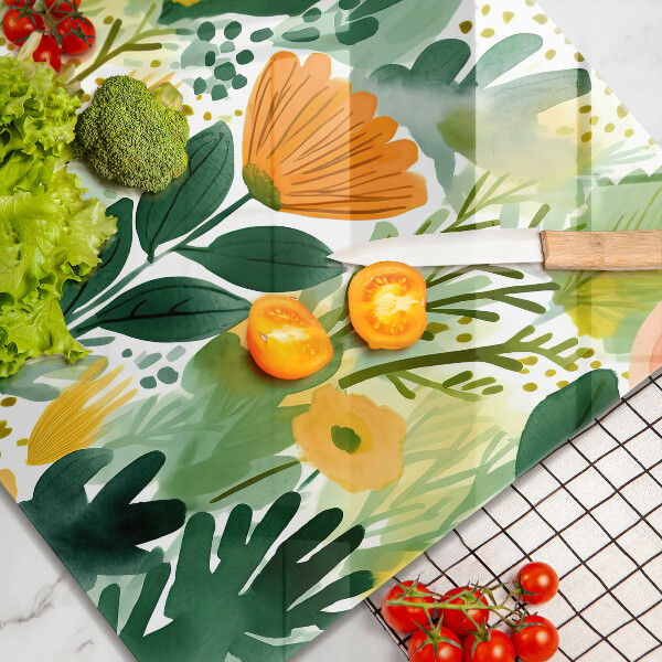 Glass worktop saver Painted flowers