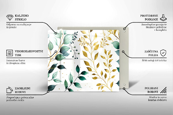 Glass worktop saver Green and golden leaves