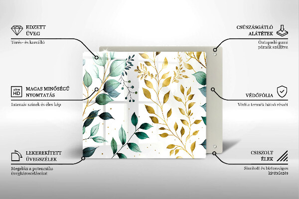 Glass worktop saver Green and golden leaves