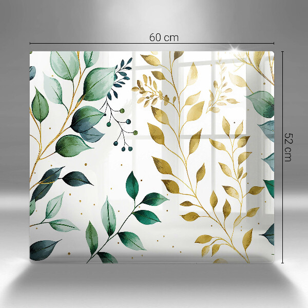 Glass worktop saver Green and golden leaves