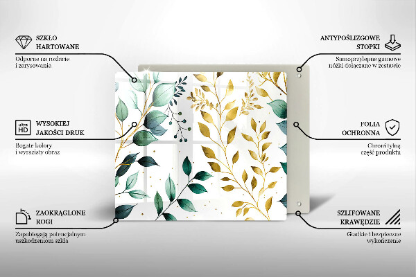 Glass worktop saver Green and golden leaves