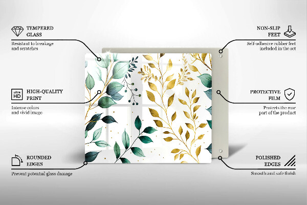 Glass worktop saver Green and golden leaves