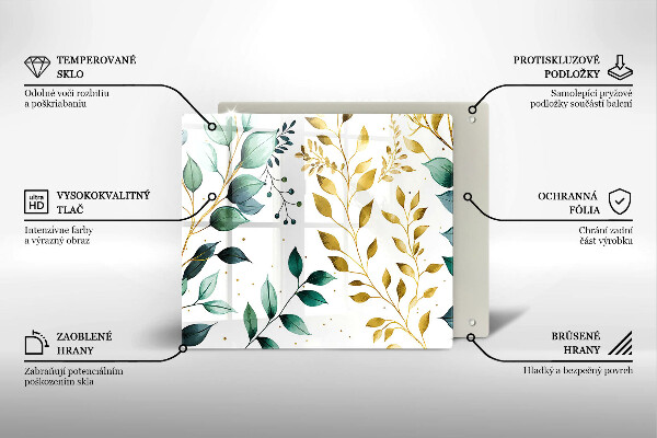 Glass worktop saver Green and golden leaves