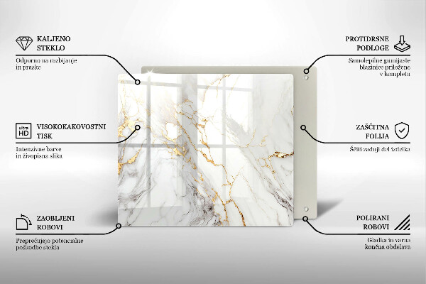 Glass worktop saver Light marble with gold