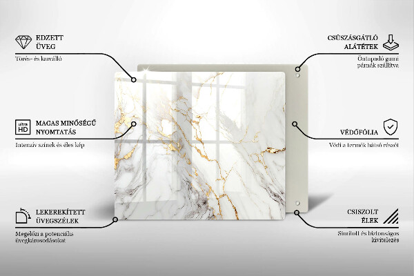 Glass worktop saver Light marble with gold