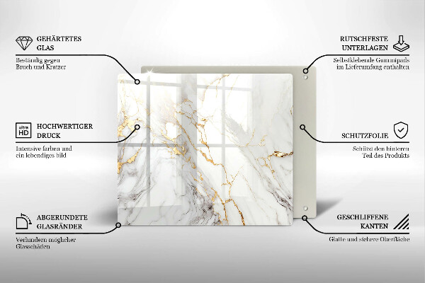 Glass worktop saver Light marble with gold