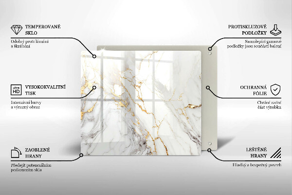 Glass worktop saver Light marble with gold