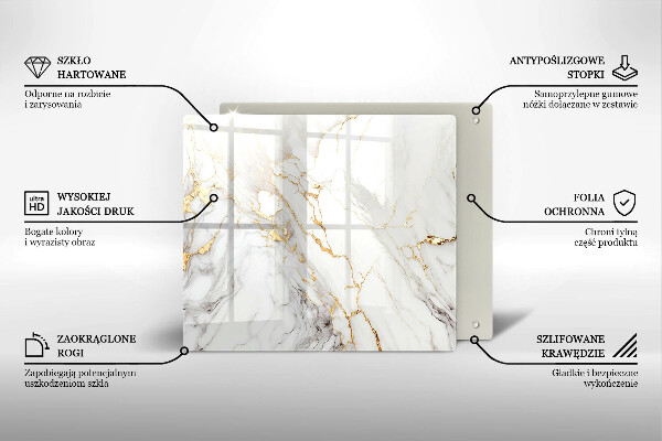 Glass worktop saver Light marble with gold