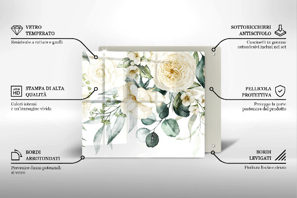 Glass worktop saver Watercolor flowers