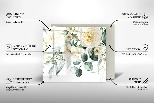 Glass worktop saver Watercolor flowers