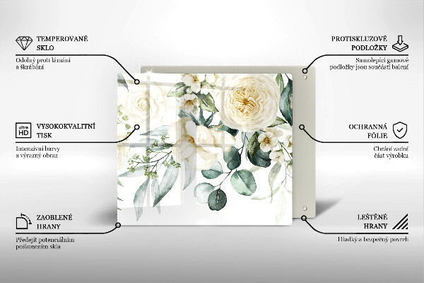 Glass worktop saver Watercolor flowers