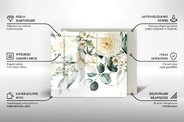 Glass worktop saver Watercolor flowers