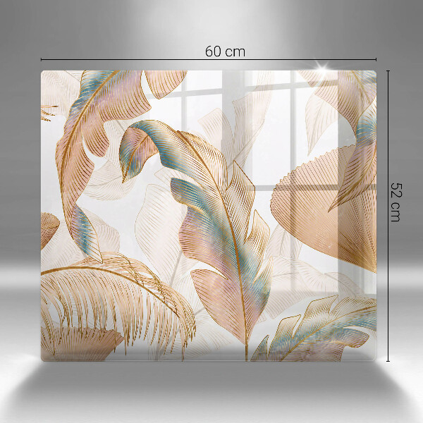 Glass worktop saver Boho feathers and leaves