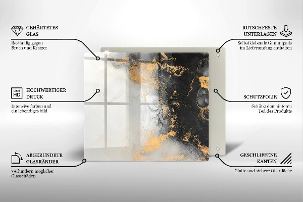 Glass worktop saver Abstraction with gold