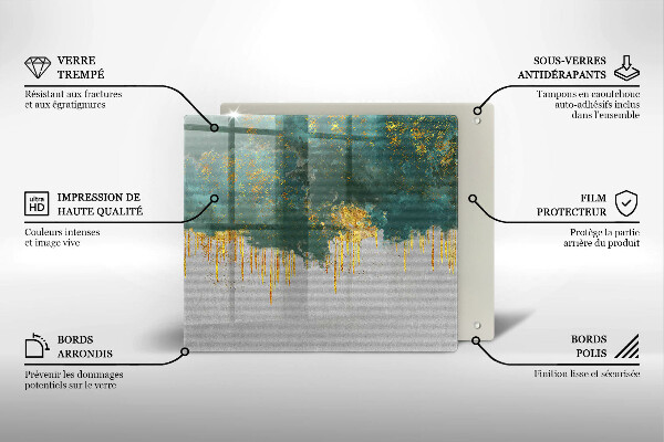 Glass worktop saver Abstraction with gold