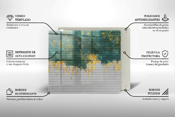 Glass worktop saver Abstraction with gold