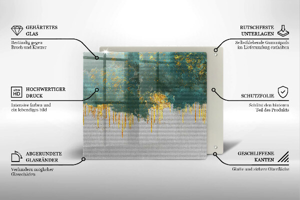 Glass worktop saver Abstraction with gold