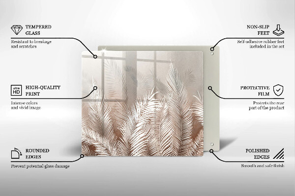 Glass worktop saver Boho leaf vegetation