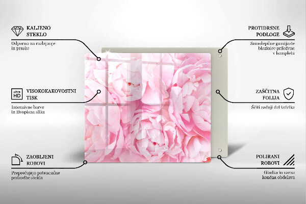 Induction hob protector Delicate peonies