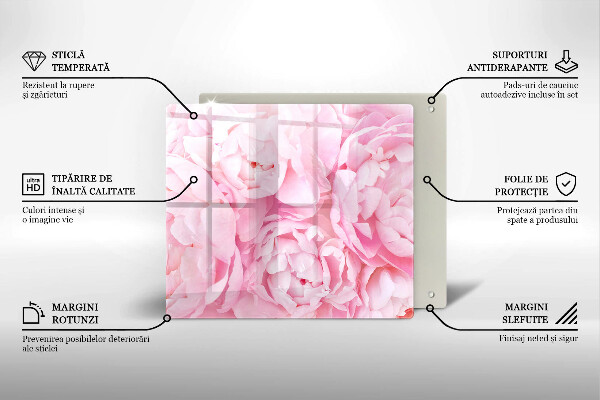 Induction hob protector Delicate peonies