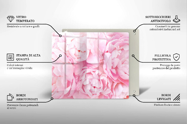 Induction hob protector Delicate peonies