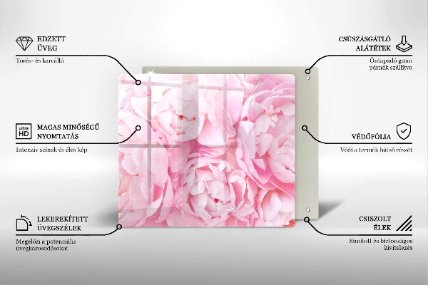 Induction hob protector Delicate peonies