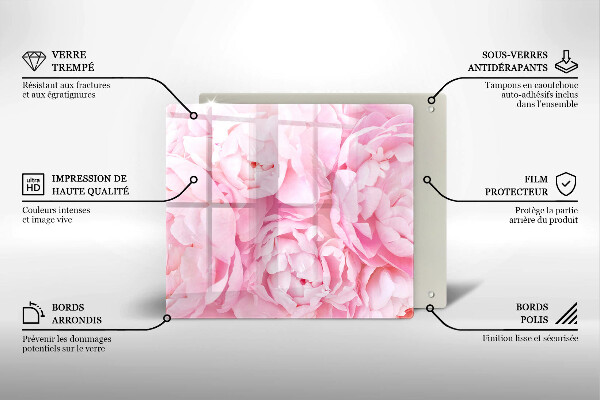 Induction hob protector Delicate peonies