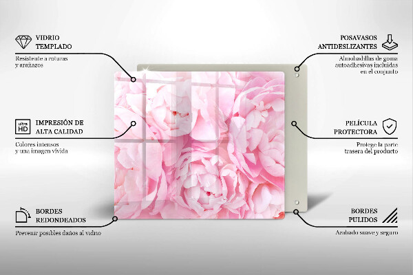 Induction hob protector Delicate peonies