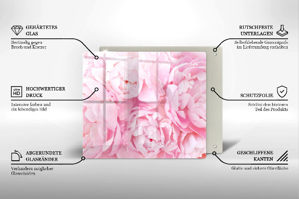 Induction hob protector Delicate peonies