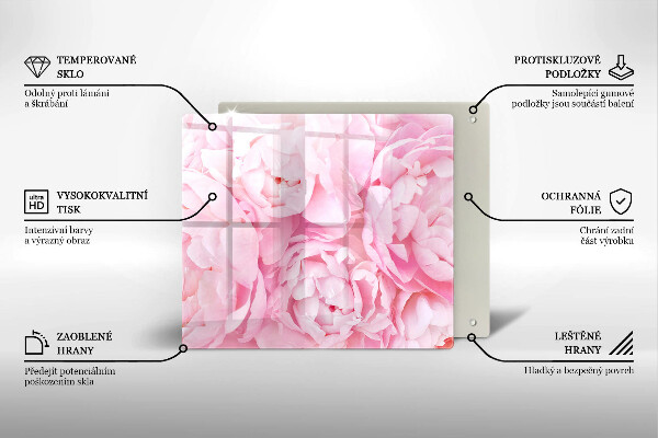 Induction hob protector Delicate peonies