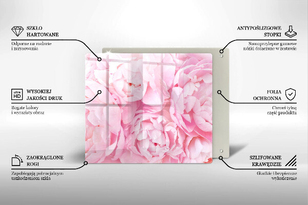 Induction hob protector Delicate peonies