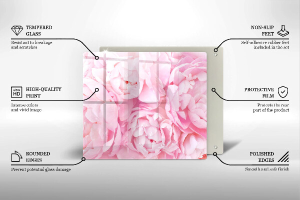 Induction hob protector Delicate peonies