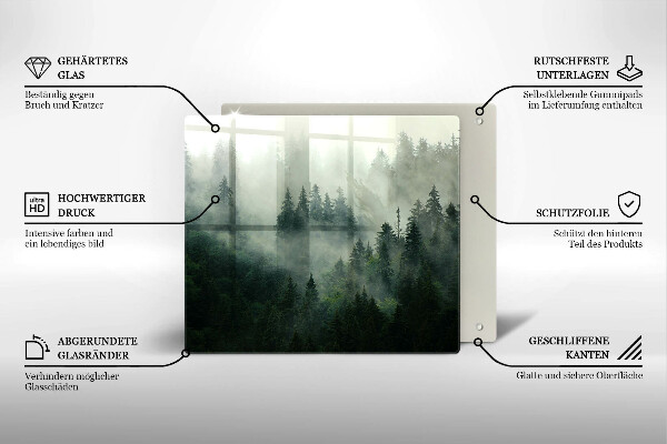 Induction hob protector Landscape of a hazy forest