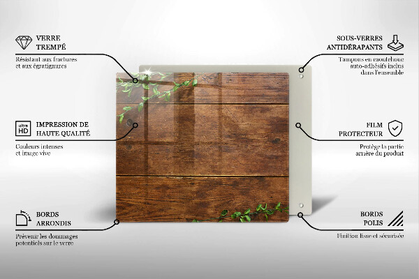 Induction hob protector Wooden boards and leaves