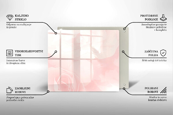 Induction hob protector Pastel background roses