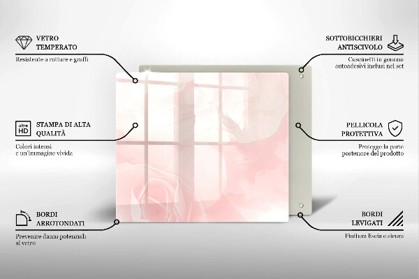 Induction hob protector Pastel background roses