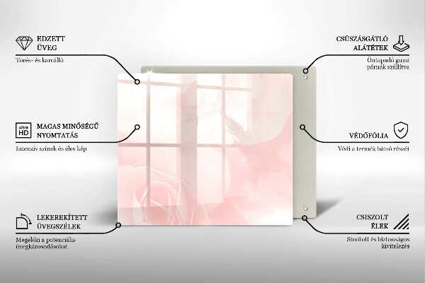 Induction hob protector Pastel background roses