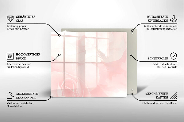 Induction hob protector Pastel background roses