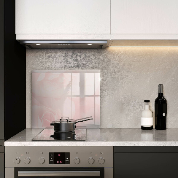 Induction hob protector Pastel background roses