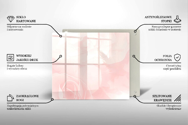 Induction hob protector Pastel background roses