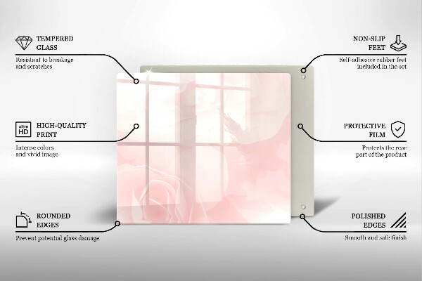 Induction hob protector Pastel background roses