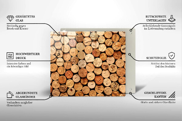 Induction hob protector Wine corks pattern