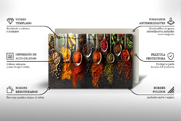 Induction hob protector Spoons with spices